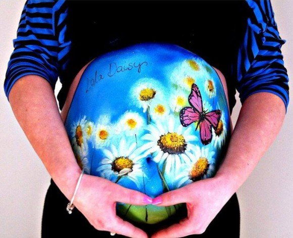 Carrie Preston bump painting body paint flowers butterfly